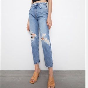 Zara distressed mom jeans